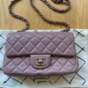 Chanel Lambskin Mini Rectangle Flap Bag, Lilac